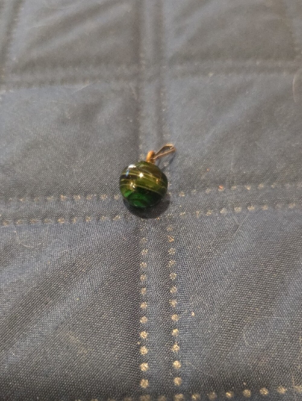 Green Striped Glass Bead - Picture 2 of 5